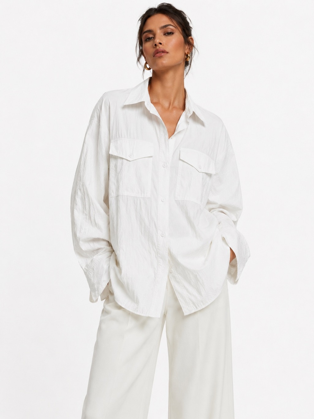 Made in Italy Designer Smarteez S Oversized Button Up Flowy Breathable Cotton